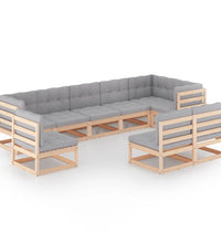 9-tlg. Garten-Lounge-Set mit Kissen Massivholz Kiefer