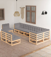 9-tlg. Garten-Lounge-Set mit Kissen Massivholz Kiefer