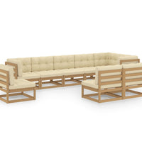 9-tlg. Garten-Lounge-Set mit Kissen Massivholz Kiefer