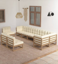 9-tlg. Garten-Lounge-Set mit Kissen Massivholz Kiefer