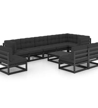 10-tlg. Garten-Lounge-Set mit Kissen Massivholz Kiefer