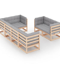 7-tlg. Garten-Lounge-Set mit Kissen Massivholz Kiefer