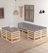 7-tlg. Garten-Lounge-Set mit Kissen Massivholz Kiefer