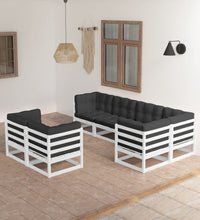 7-tlg. Garten-Lounge-Set mit Kissen Massivholz Kiefer