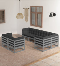 7-tlg. Garten-Lounge-Set mit Kissen Massivholz Kiefer