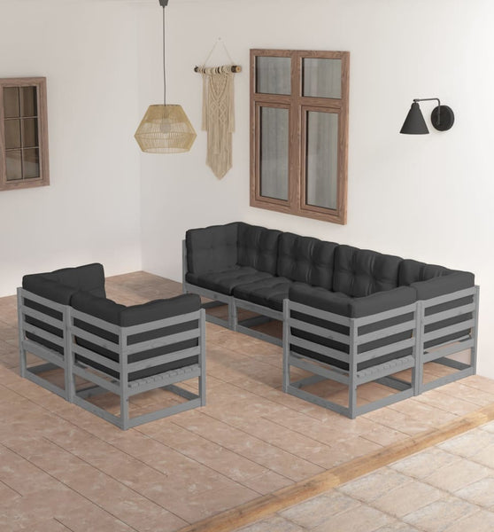 7-tlg. Garten-Lounge-Set mit Kissen Massivholz Kiefer