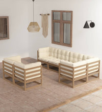 7-tlg. Garten-Lounge-Set mit Kissen Massivholz Kiefer