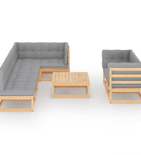 8-tlg. Garten-Lounge-Set mit Kissen Massivholz Kiefer