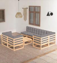 8-tlg. Garten-Lounge-Set mit Kissen Massivholz Kiefer