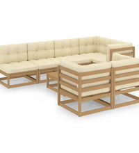 8-tlg. Garten-Lounge-Set mit Kissen Massivholz Kiefer