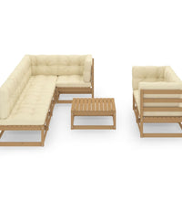 8-tlg. Garten-Lounge-Set mit Kissen Massivholz Kiefer