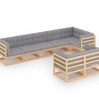 8-tlg. Garten-Lounge-Set mit Kissen Massivholz Kiefer