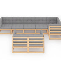 8-tlg. Garten-Lounge-Set mit Kissen Massivholz Kiefer