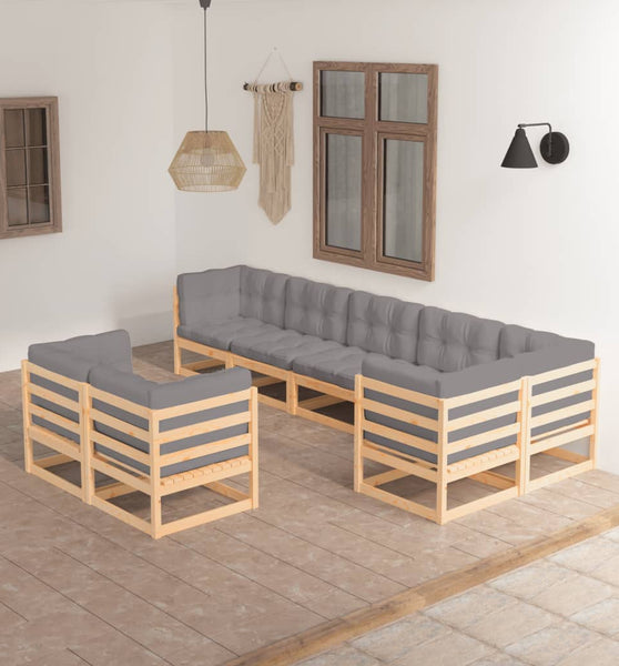 8-tlg. Garten-Lounge-Set mit Kissen Massivholz Kiefer