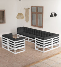 8-tlg. Garten-Lounge-Set mit Kissen Massivholz Kiefer