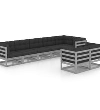 8-tlg. Garten-Lounge-Set mit Kissen Massivholz Kiefer