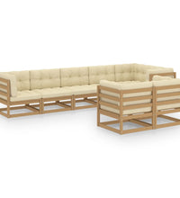 8-tlg. Garten-Lounge-Set mit Kissen Massivholz Kiefer