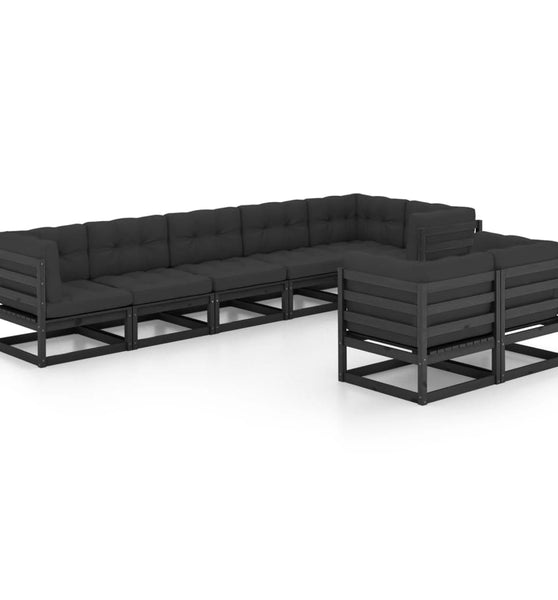 8-tlg. Garten-Lounge-Set mit Kissen Massivholz Kiefer