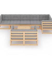 9-tlg. Garten-Lounge-Set mit Kissen Massivholz Kiefer