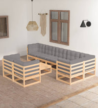 9-tlg. Garten-Lounge-Set mit Kissen Massivholz Kiefer