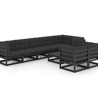 9-tlg. Garten-Lounge-Set mit Kissen Massivholz Kiefer