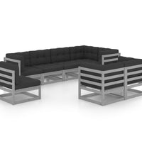 8-tlg. Garten-Lounge-Set mit Kissen Massivholz Kiefer