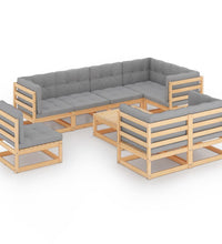 9-tlg. Garten-Lounge-Set mit Kissen Massivholz Kiefer