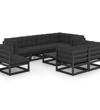 9-tlg. Garten-Lounge-Set mit Kissen Massivholz Kiefer