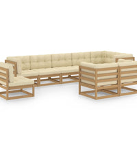 9-tlg. Garten-Lounge-Set mit Kissen Massivholz Kiefer