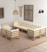 9-tlg. Garten-Lounge-Set mit Kissen Massivholz Kiefer