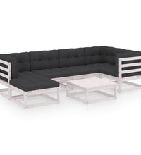 7-tlg. Garten-Lounge-Set mit Kissen Massivholz Kiefer