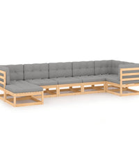 7-tlg. Garten-Lounge-Set mit Kissen Massivholz Kiefer