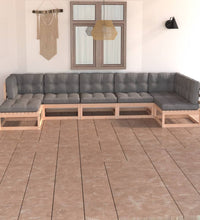 7-tlg. Garten-Lounge-Set mit Kissen Massivholz Kiefer