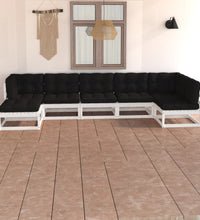 7-tlg. Garten-Lounge-Set mit Kissen Massivholz Kiefer