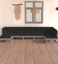 7-tlg. Garten-Lounge-Set mit Kissen Massivholz Kiefer