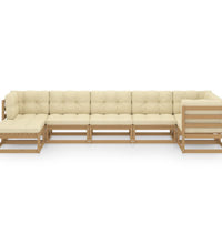 7-tlg. Garten-Lounge-Set mit Kissen Massivholz Kiefer