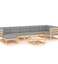 8-tlg. Garten-Lounge-Set mit Kissen Massivholz Kiefer