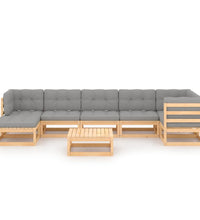 8-tlg. Garten-Lounge-Set mit Kissen Massivholz Kiefer