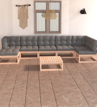 8-tlg. Garten-Lounge-Set mit Kissen Massivholz Kiefer