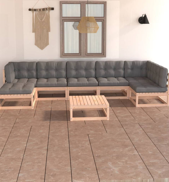 8-tlg. Garten-Lounge-Set mit Kissen Massivholz Kiefer