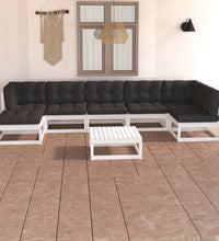 8-tlg. Garten-Lounge-Set mit Kissen Massivholz Kiefer