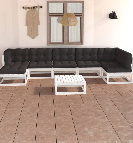 8-tlg. Garten-Lounge-Set mit Kissen Massivholz Kiefer