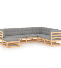 7-tlg. Garten-Lounge-Set mit Kissen Massivholz Kiefer