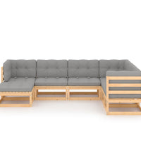 7-tlg. Garten-Lounge-Set mit Kissen Massivholz Kiefer