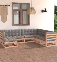 7-tlg. Garten-Lounge-Set mit Kissen Massivholz Kiefer