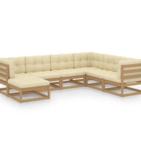 7-tlg. Garten-Lounge-Set mit Kissen Massivholz Kiefer