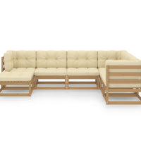 7-tlg. Garten-Lounge-Set mit Kissen Massivholz Kiefer