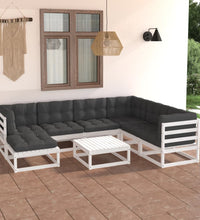 8-tlg. Garten-Lounge-Set mit Kissen Massivholz Kiefer