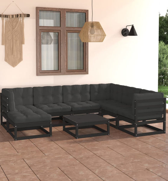 8-tlg. Garten-Lounge-Set mit Kissen Massivholz Kiefer