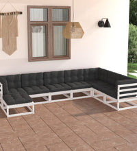 8-tlg. Garten-Lounge-Set mit Kissen Massivholz Kiefer